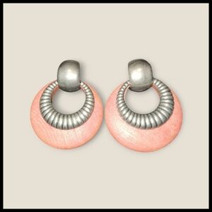 Vintage Corrugated Metal and Wood Earrings